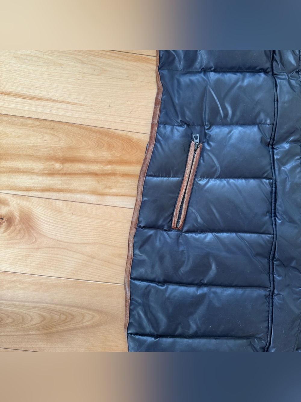 Rudsak Navy Puffer Winter Coat with Fur Trim and Leather Accents - Picture 9 of 15